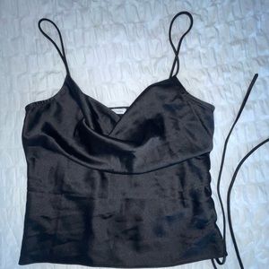 Womens Satin Cowl Neck Top